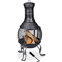 Los mejores  - Relaxdays Brasero de jardín- Atizador- Rejilla Protectora- Chimenea de Exterior- 89 cm- 1 Ud- Gris